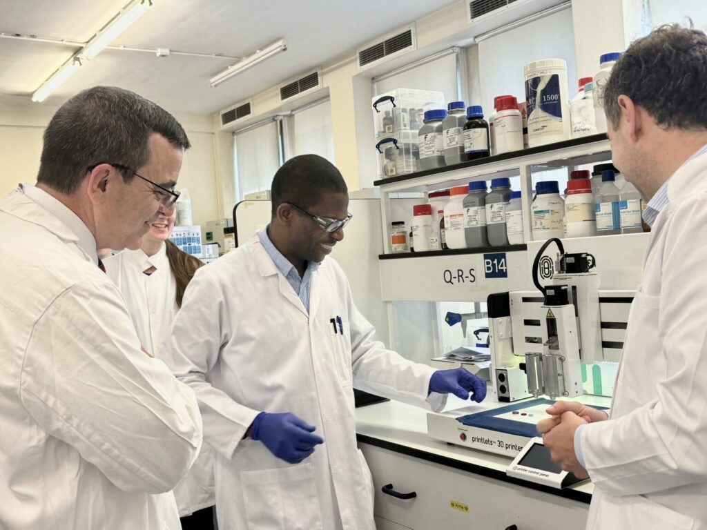 NASA's J.D. Polk and Neal Zapp at FabRx and UCL. Image courtesy of FabRx